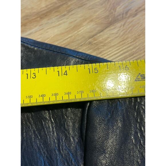 Massimo Dutti Leather Asymmetrical Zip Moto Biker Jacket Navy Women's Size M - Picture 8 of 12